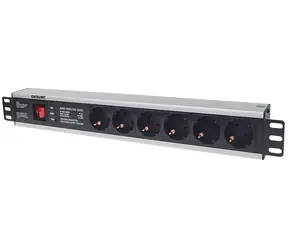 Intellinet 19" Steckdosenleiste, 6-fach Steckdose, schwarz / Steckdosenleiste / 1,5 HE / 6 AC-Ausgänge / 16 A / 3 m / Aluminium