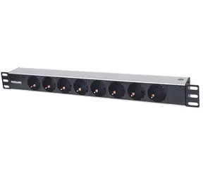 Intellinet PDU-Streifen, 8x Steckdosen, schwarz / Steckdosenleiste / 19" / 1 HE / 1,8 m Kabel