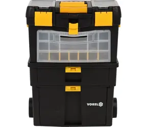 Vorel Mobiler Werkzeugwagen mit Organizer / Werkstattwagen / 3-teilig / Kunststoff / 46 x 22 x 62 cm