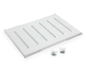 Triton 19"-Regal H4, perforiert, grau / Regal / 1 HE / 450 mm / Tragfähigkeit 150 kg