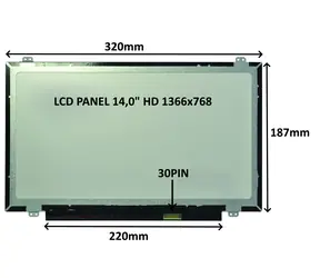 SIL LCD-Panel 14,0" HD matt / LCD-Panel für Notebooks / 1366x768 / 30-Pin / Montage oben und unten