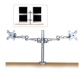 Lindy Dual-Monitorarm silber / Arm für zwei Monitore / VESA 75x75 und 100x100 mm / Tragkraft 6 kg / Tischmontage