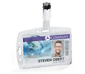 Durable Hartbox Clip transparente Namensschilder mit Clip / 54 x 85 mm / Acryl / 25 Stück
