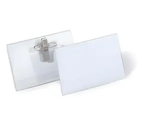 Durable Namensschild mit Kombiclip, transparent / Namensschild / 90 x 54 mm / PVC / 50 Stück