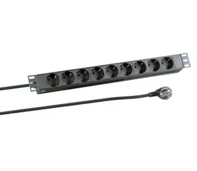 EFB EK631DE.1 schwarz / PDU / 19" 1HE / 9x Schuko-Steckdose / ohne Schalter / 2 m Kabel