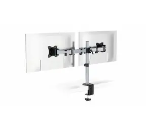 Durable SELECT Silber / Tischhalterung für zwei Monitore / bis zu 27 Zoll / VESA 75-100 mm / Tragkraft 8 kg