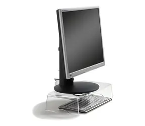 BakkerElkhuizen Q-Riser 90 transparent / Monitorständer / Acryl / Tragkraft 10 kg / Höhe 95 mm