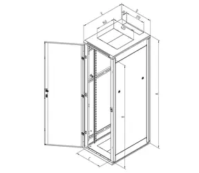 Triton Tür für 19"-Rack 15 HE/400 mm / Tür für Rack / abnehmbare Seitenabdeckungen / Zink