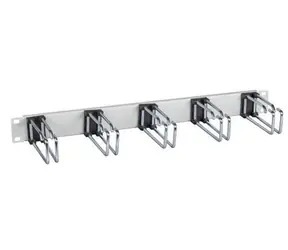 EFB 19" grau / Montageplatte / 1 HE / 5x Halterung für Glasfaserkabel