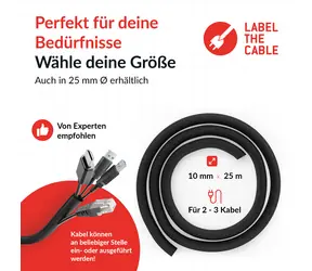 Label the cable Cable 10 m schwarz / Kabelorganisationsschlauch / Polyamid / -50 bis +150 °C