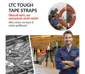 Label the cable Tough Tape Strap weiß / Klettband / 50 mm / 5 m / wasserdicht