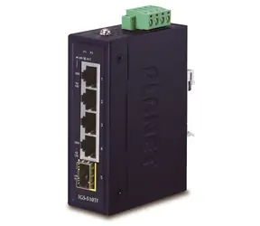 Planet IGS-510TF / Industrie-Switch / 4X 1000Base-T RJ-45 / 1x SFP / -40 bis 75 °C / 9-48 V DC / Dual-Power-System
