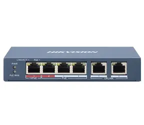 HIKVISION Super PoE Switch 60W / Switch / 4X 100 Mbit/s PoE / 2x 100 Mbit/s Uplink / Reichweite bis zu 250 m