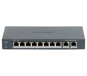 HIKVISION DS-3E1510P-EI / Switch / 8x Gigabit PoE / 2x Gigabit Uplink / Super PoE 110 W / Reichweite 300 m