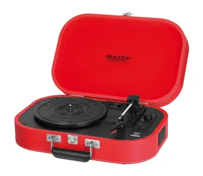 Trevi TT 1020 BT rot / Direktantrieb-Plattenspieler / Bluetooth / USB / Akku