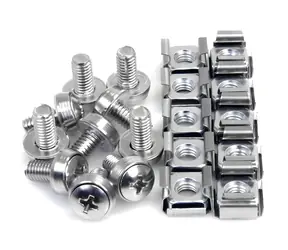 StarTech Schrauben und Käfigmuttern M6 12 mm silber / Rack-Montagesatz / Edelstahl / 50 Stück