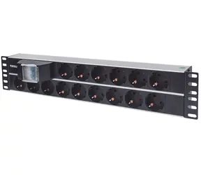 Intellinet PDU 19" 15x schwarz / PDU / Aluminium / 2U / 16A / 3M Kabel