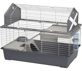 Ferplast Barn 100 grau / Käfig / Für Kaninchen und Meerschweinchen / 96 x 57 x 73 cm / Metall, Kunststoff