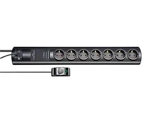 Brennenstuhl Primera-Tec Comfort Switch PLUS schwarz / Verlängerungskabel / 7-fach Steckdose / Fußschalter / 2 m