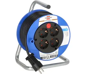 Brennenstuhl Kompakt-Trommelverlängerungskabel Blau / Verlängerungskabel / 15 m / 4 Steckdosen / 3500 W / IP20