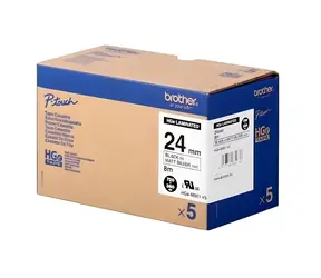 Brother HGe-M951V5 / Markerband / 24 mm x 8 m / schwarz auf silber / 5er-Packung