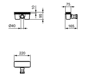 Ideal Standard UltraFlat matt schwarz / Ablaufgarnitur / für Duschwannen / Durchmesser 40 mm