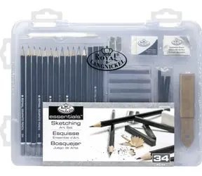 ROYAL & LANGNICKEL Skizzenset, 34-teilig / Kreativset / Bleistifte und Kohle / Kunststoffbox