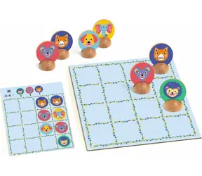 DJECO Logikspiel Sologic - Zizanimal / 50 Aufgaben / 15 Holzfiguren / FSC-zertifiziertes Holz
