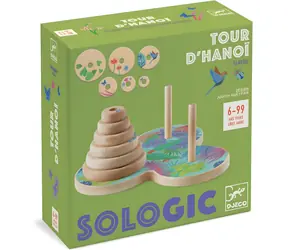 DJECO Logikspiel Sologic - Tour d'Hanoi / Holzpuzzle / 6 Holzscheiben