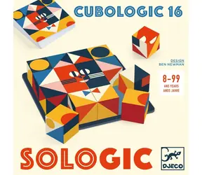 DJECO Logikspiel Sologic - Cubologic 16 / Holzpuzzle / 16 Würfel / 30 Karten mit Anleitung