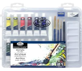 ROYAL & LANGNICKEL Acrylfarben-Set, 21-teilig / Kreativset / 12 Farbtöne / Kunststoffbox