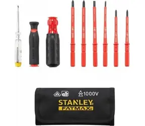 Stanley VDE Multi-Bit-Schraubendreher-Set / Schraubendreher-Set / 10-teilig / Austauschbare Bits / Isolierte Griffe