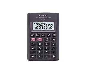 Casio HL-4A-B schwarz / Taschenrechner / 8-stellige Anzeige / Prozent- und Quadratwurzelberechnung