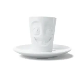 FIFTYEIGHT Espressobecher Witzig weiß / 80 ml / Porzellan / Spülmaschinen- und mikrowellengeeignet