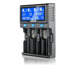 EverActive UC-4200 schwarz / Ladegerät für Ni-MH- und Li- ION -Akkus / AA / AAA / LCD-Display / 4 Akkus