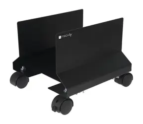 Techly ICA-CS-34 schwarzer Multimedia-Trolley aus Metall mit 25 kg Tragkraft und Rollen