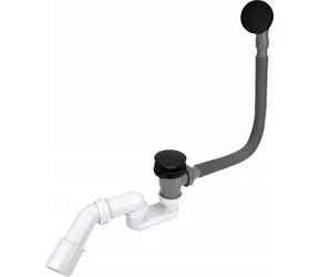Tycner Badewannensiphon mit Klick-Klack-Funktion und Überlauf, schwarz matt / Siphon / Messing
