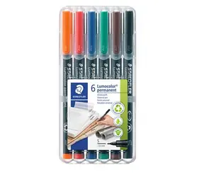 Staedtler Lumocolor Permanentmarker S / Marker / 6er-Set / 6 Farben / Strichstärke 0,4 mm