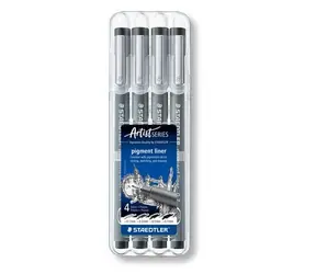 Staedtler Pigment Liner 308 / Liner / 0,1 mm / Schwarz / 4 Stück