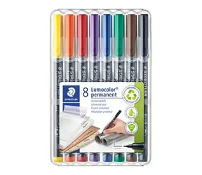 Staedtler Lumocolor Permanentmarker S / Marker / 8er-Set / 8 Farben / Strichstärke 0,4 mm