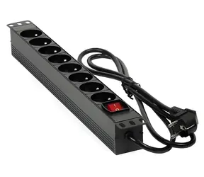 MHPower PDU-FR4K8 schwarz / Verteilerfeld / 19" / 8x 230V / 16A / 4000W / Kabel 1,8 m