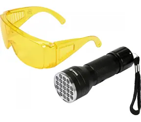 Vorel UV-Lampenset mit Schutzbrille / UV-Lampe / 21 LEDs / 395 nm / Aluminiumgehäuse