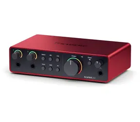 Focusrite Scarlett 2i2 4. Generation, schwarz-rot / Externe Soundkarte / USB-C / 2x XLR / Phantomspeisung