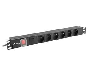 Lanberg PDU schwarz / Rack-Steckdosenleiste / 19" 1HE / 6x PL-Steckdose / 16 A / 2 m