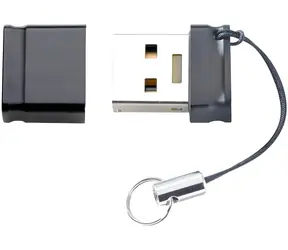 INTENSO Slim Line 64 GB schwarz / USB-Stick / USB-A 3.2 Gen 1 / mit Kappe und Öse