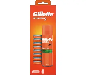 Gillette Fusion5 / Ersatzrasierköpfe / 8 Stück + Rasiergel 200 ml