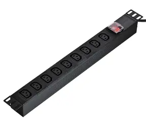 Alantec PZ010 schwarz / Rack-Steckdosenleiste / 9x C13 / 1,8 m / 10 A / Ein-/Ausschalter