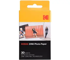 Kodak ZINK Fotopapier 5x7,6 cm, 20 Blatt / Selbstklebendes Fotopapier / Glänzend / Ohne Tinte