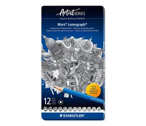 Staedtler Mars Lumograph 100 / Bleistiftset / 12-teilig / sechseckig / Metalletui