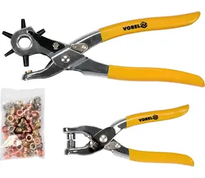 Vorel Lederlochzangen-Set / Lederlochzange / Ratsche / 2 Zangen / 100 Ösen / 2,5-5 mm